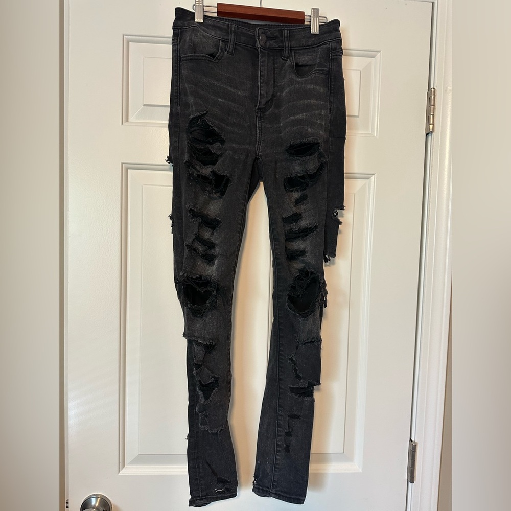 American Eagle Outfitters Stretch Super Hi-Rise Jegging Destructed